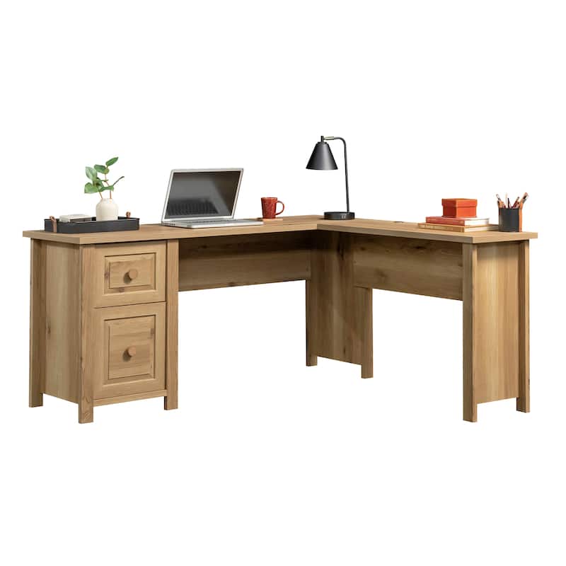 Wood L-Shaped Desk with 1-Inch Thick Surface, White Oak