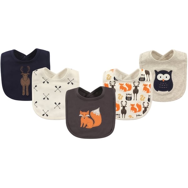 slide 1 of 1, Hudson Baby Infant Boy Cotton Bibs 5pk, Forest, One Size - Forest - One Size One Size - Forest