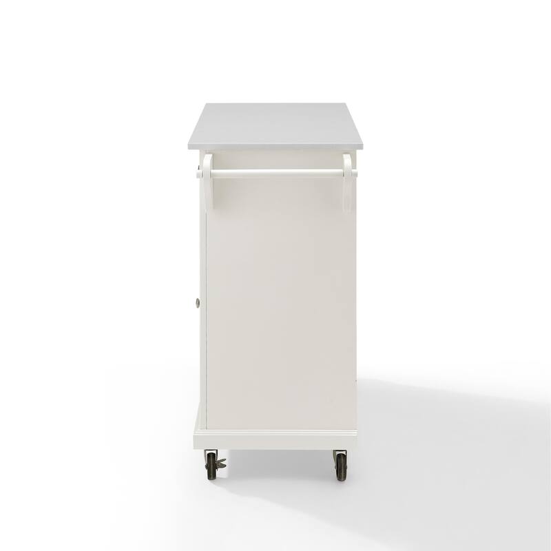 Kitchen Cart with Granite Top - Full Size Rolling Utility Island - Modern White Kitchen Storage