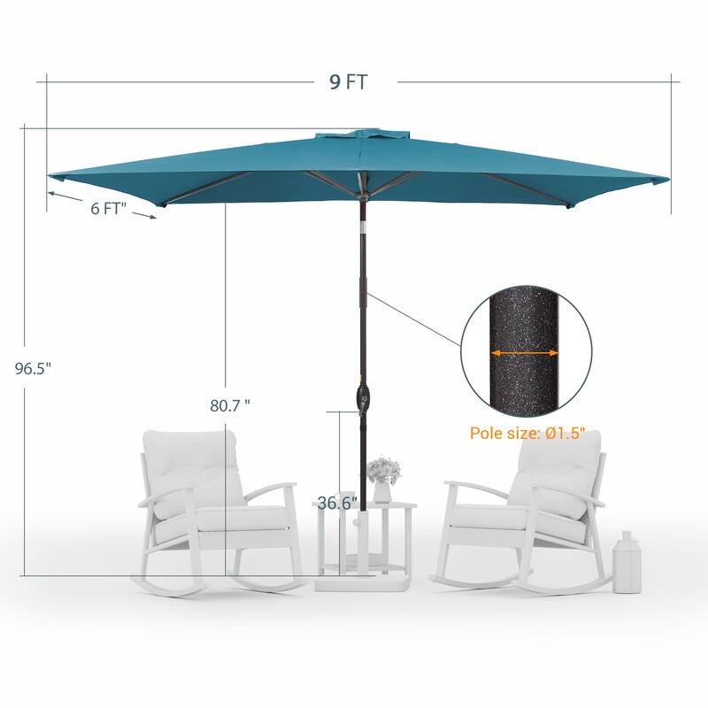 LIVOOSUN 6x9Ft Patio Market Umbrella Weather-Resistant Table Umbrella