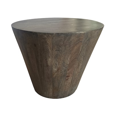24 in. Distressed Gray Round Wood End Table, Sturdy Build End Side Table for Living Rooms