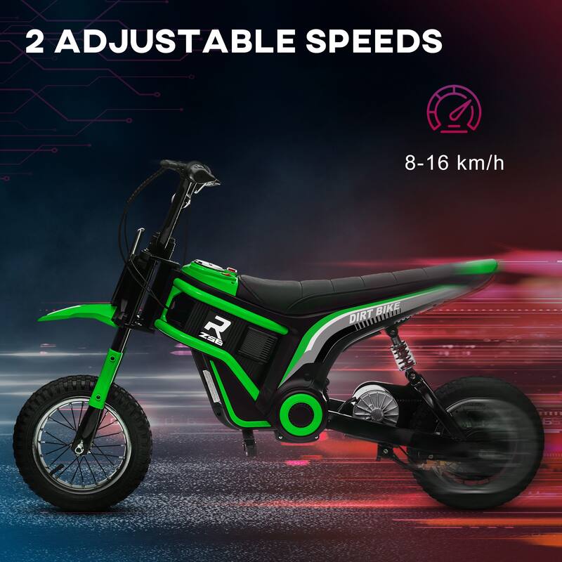 24V Teen Electric Motorcycle with Manual Throttle, Music, Horn, Pneumatic Wheels, 6.2-14.9 mph Speed, for Ages 13+