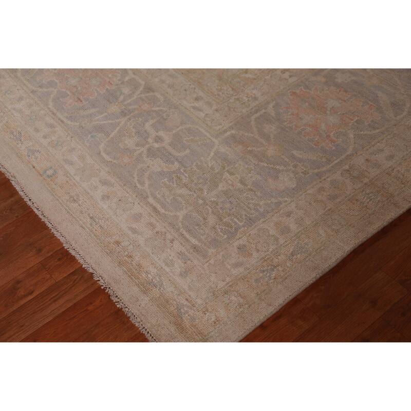 Hand Knotted Oriental 100% Wool Carpet Transitional All-Over Beige & Ivories Oushak Area Rug - 14' 9'' X 11' 4''
