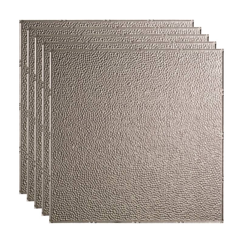 FASÄDE Border Fill Decorative Vinyl 2ft x 2ft Lay in Ceiling Panel in Galvanized Steel (5 Pack) - 5 Pack - Galvanized Steel