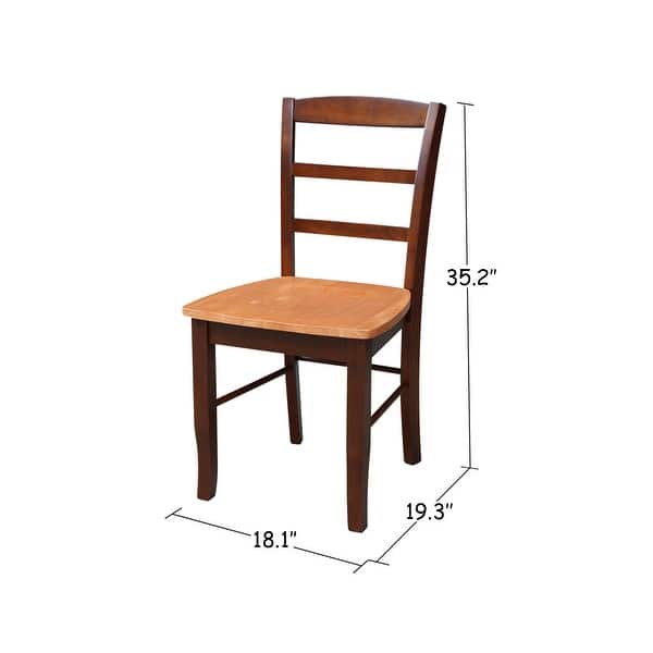 dimension image slide 8 of 12, International Concepts Solid Wood Madrid Ladderback Chairs, Set of 2 - N/A