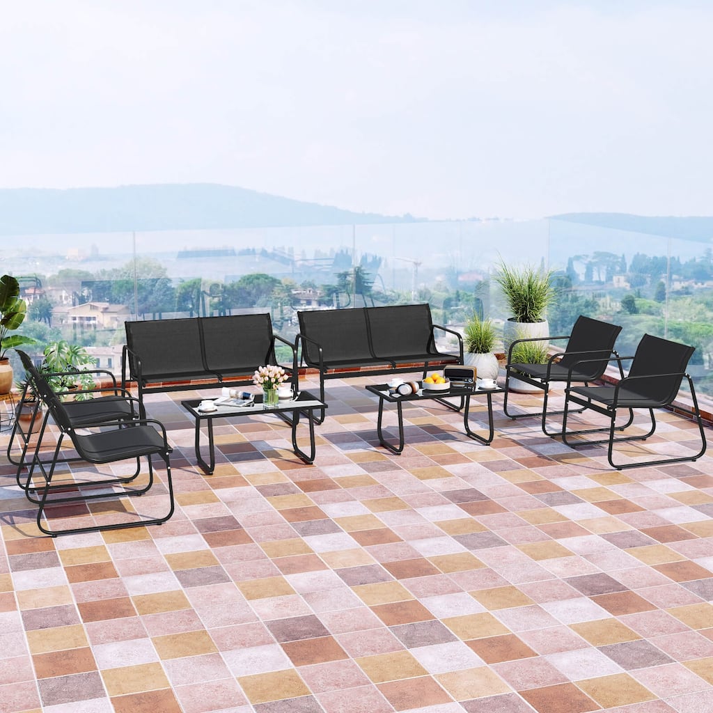 Costway 8 PCS Patio Furniture Set Fabric Lawn Chairs and Loveseat with - See Details