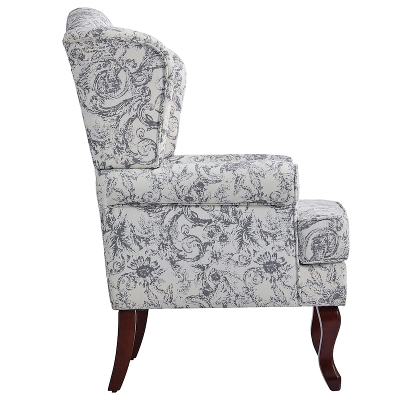 2 Set Traditional Rolled Arm Wing Back Accent Chair