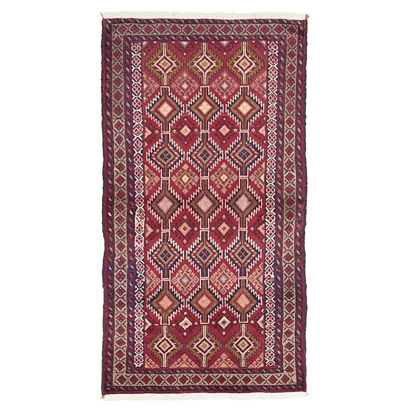 ECARPETGALLERY Hand-knotted Baluch Red Wool Rug - 3'2 x 5'9
