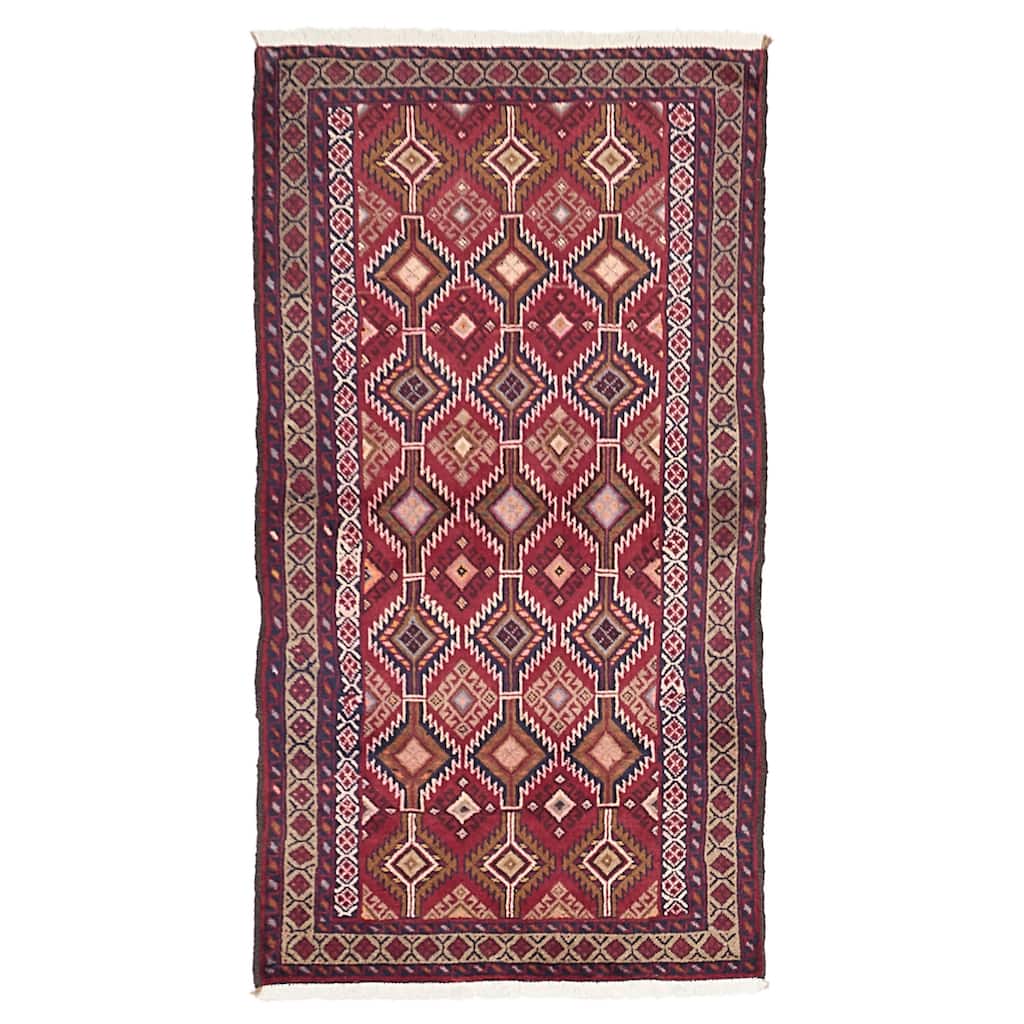 ECARPETGALLERY Hand-knotted Baluch Red Wool Rug - 3'2 x 5'9