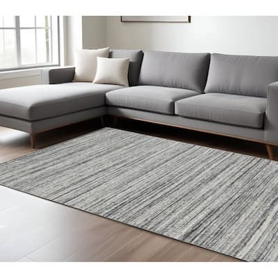 HomeRoots Striped Transitional Rectangle Area Rug