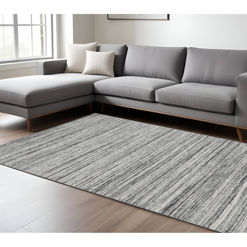 HomeRoots Striped Transitional Rectangle Area Rug
