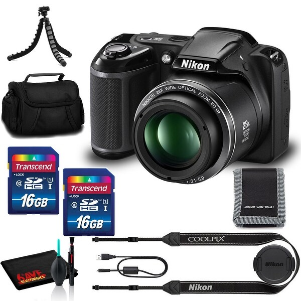 Nikon COOLPIX L340 Digital Camera (Bk) - (2)16GB Memory, Case, Tripod,. Opens flyout.