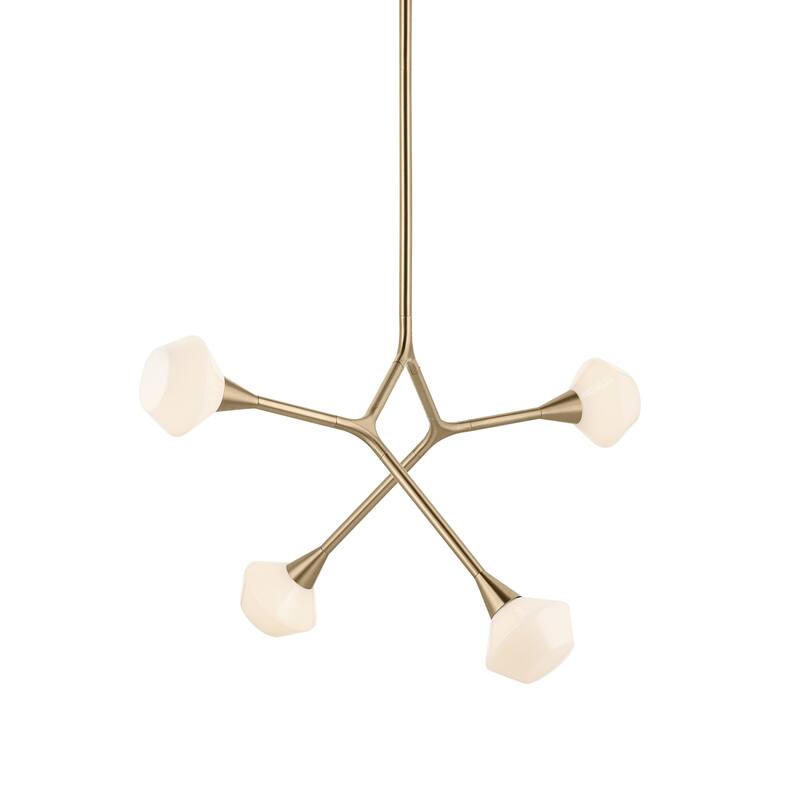 Cassius 39.5 Inch 4 Light Convertible Chandelier with Opal Glass in Champagne Bronze