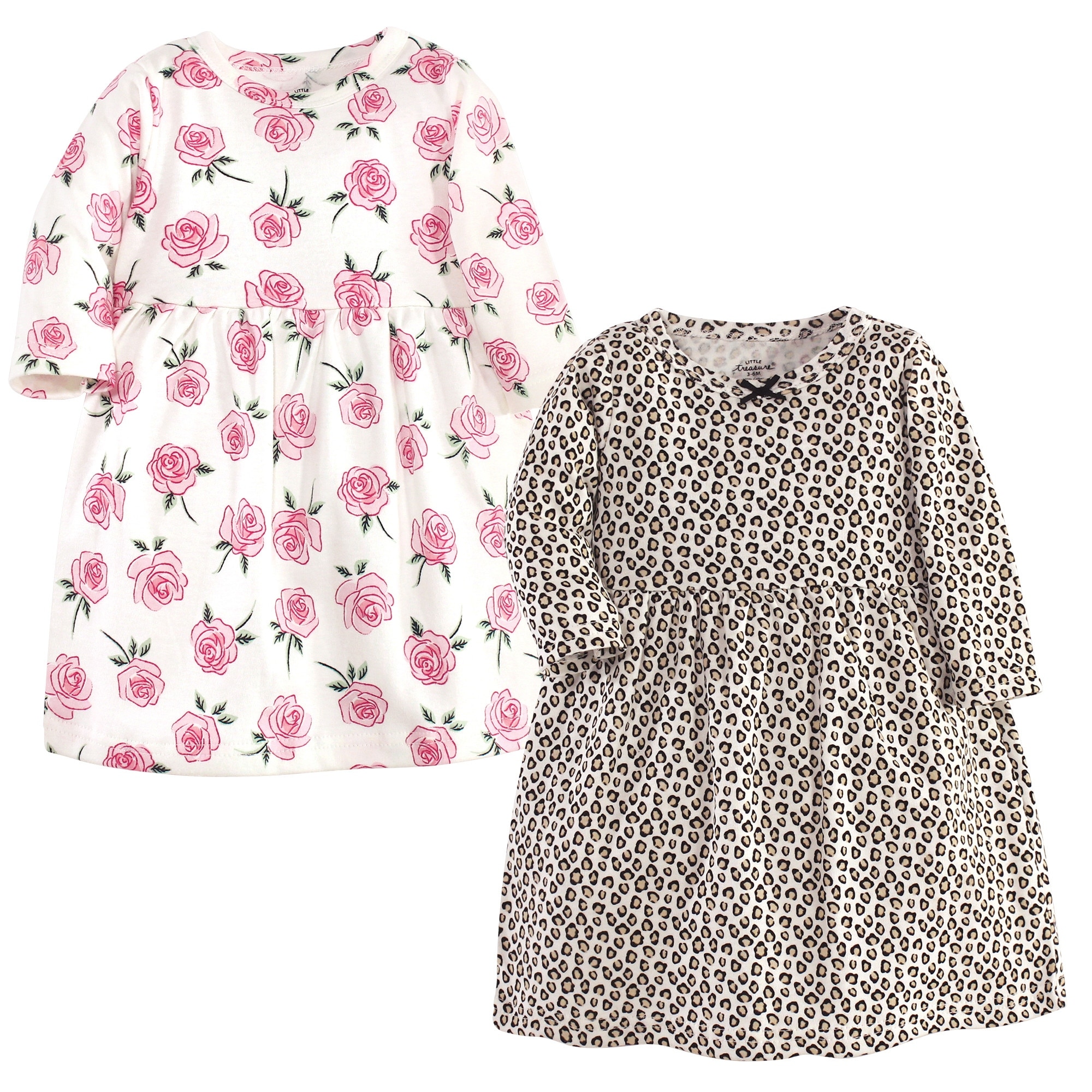 Little Treasure Baby and Baby Girl Cotton Long-Sleeve Dresses 2pk, Leopard  Rose - Bed Bath & Beyond - 42843249