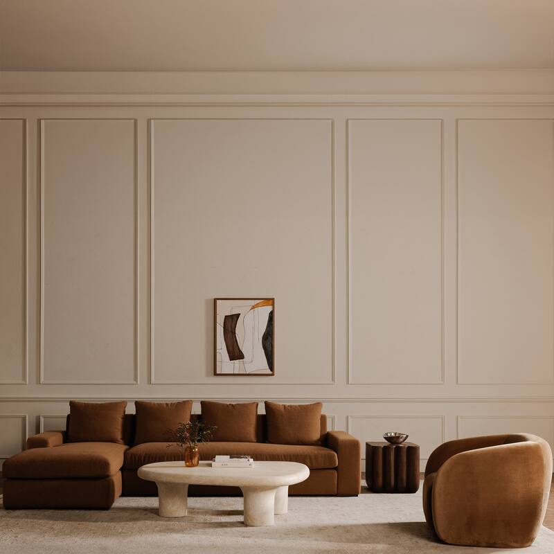 NADAAL STUDIOS Cavan Right-Facing Sectional Sofa, Wide Track Arms, Performance Polyester Upholstery, Seats 5, Rust