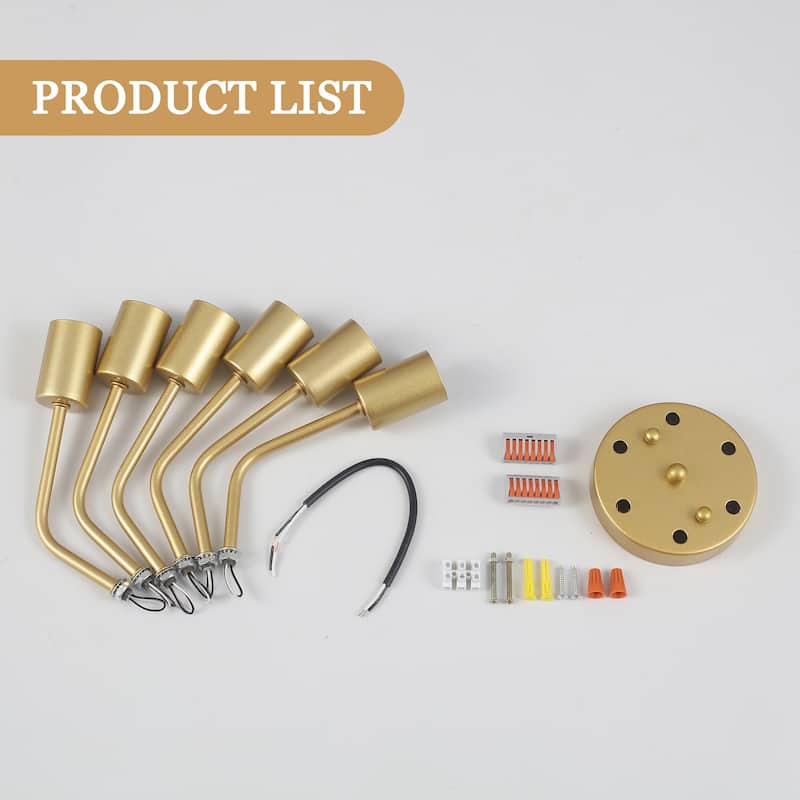 6-Light Modern Sputnik Light Fixture Semi Flush Mount Ceiling Lighting - 14.76' W