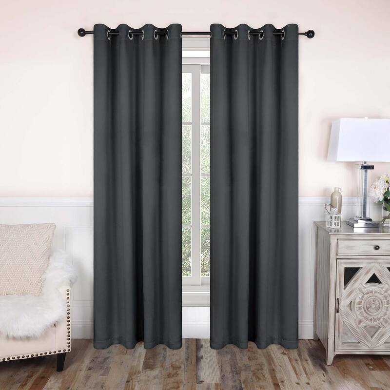 Superior Solid Machine Washable Room Darkening Grommet Curtains, Set of 2