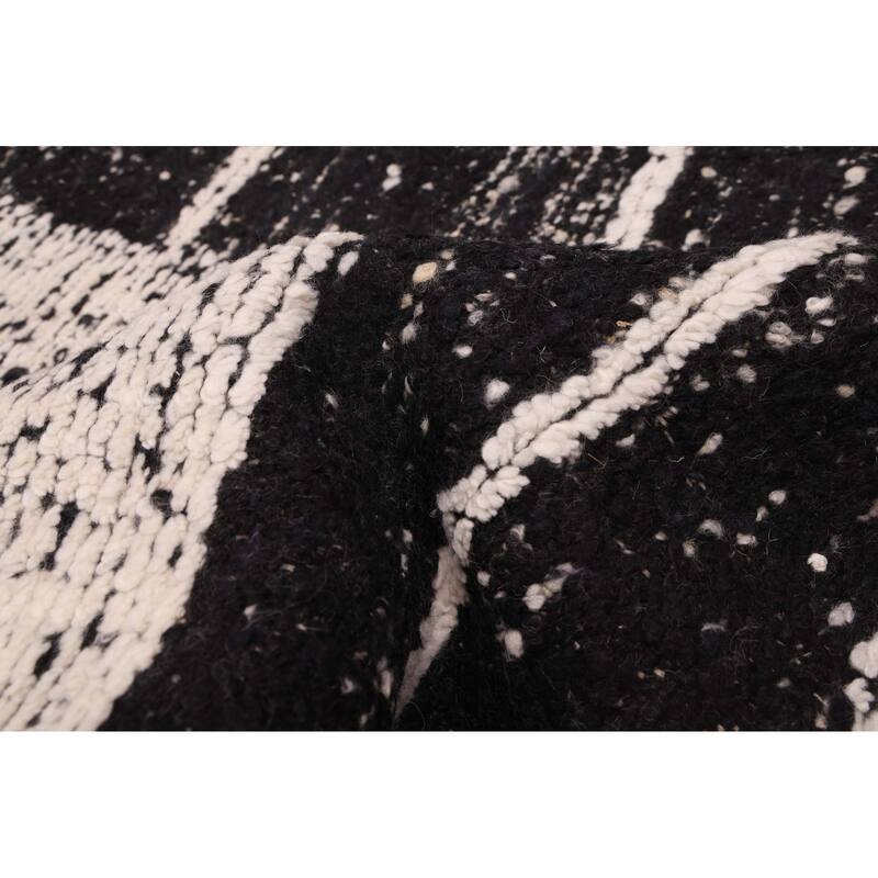 ECARPETGALLERY Hand-knotted Looma Black, White Wool Rug - 8'3 x 9'9