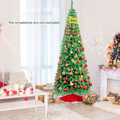 Slim Prelit Christmas Tree with LED Lights Ideal for Narrow Spaces