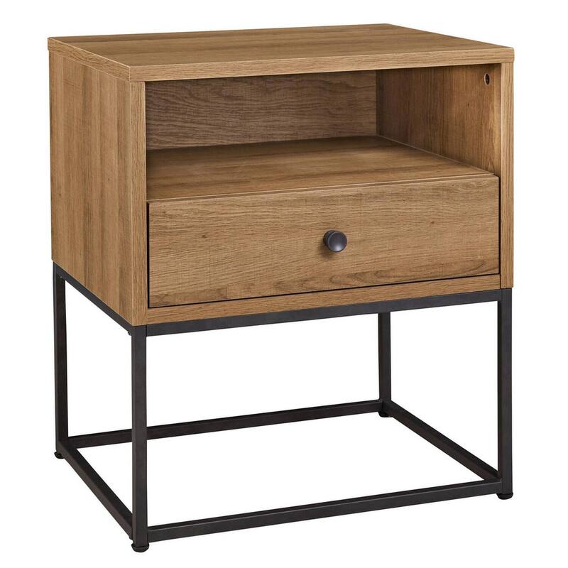 Brown/Black 1 Drawer 20.13 in. W Nightstand with Sturdy Hardware and Ample Storage