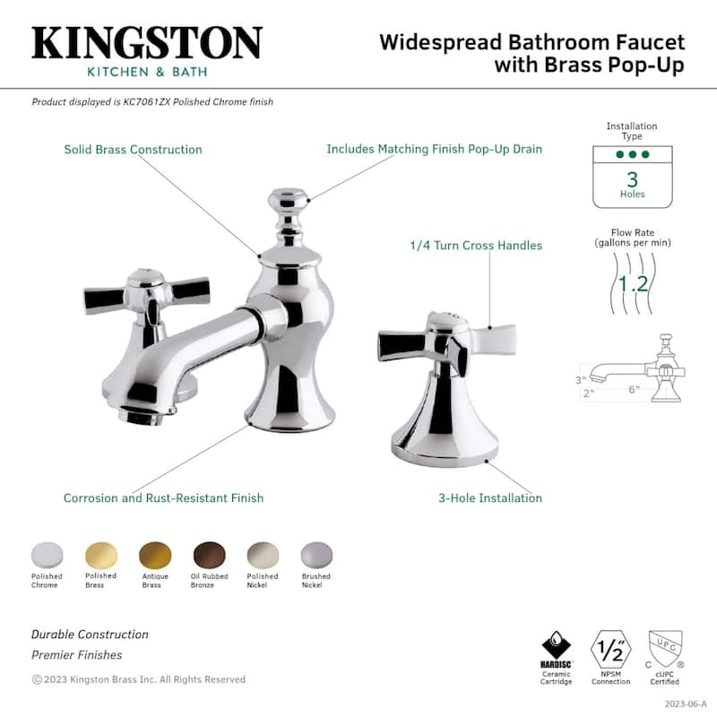 Kingston Brass Vintage Moderno Cross Widespread Bathroom Faucet
