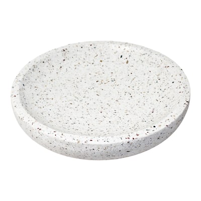 Lg. White Terrazzo w/ Multi Colored Chips Bowl 13.5"Dia -ST - White
