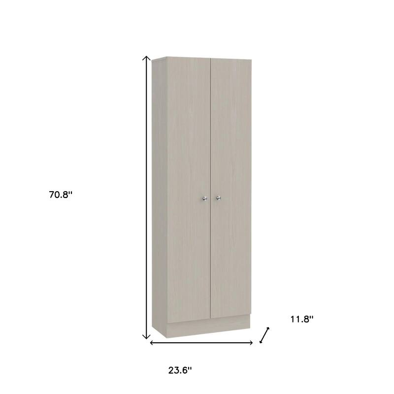 HomeRoots 71" Light Gray Wood Pantry Or Storage Closet - 23.6' X '70.8' X '11.8