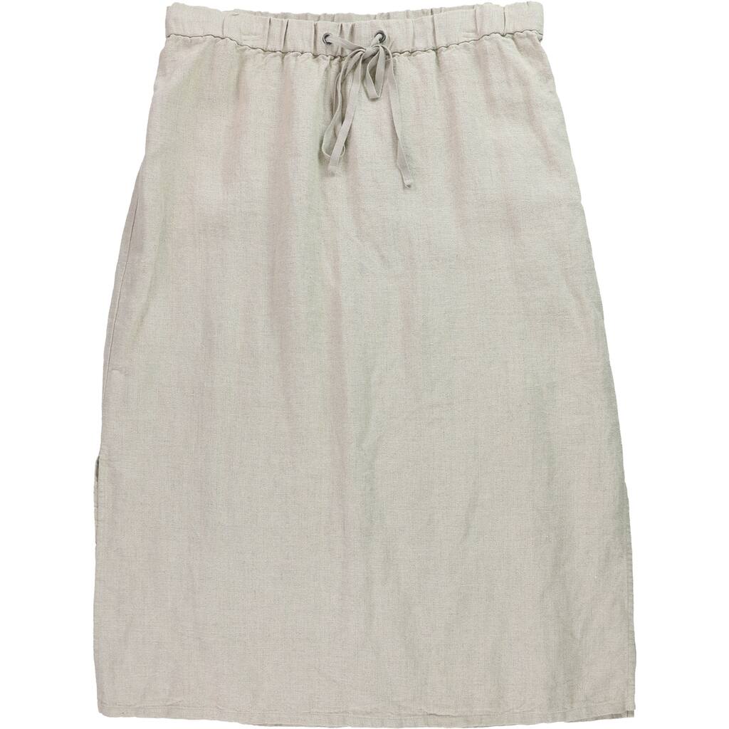 Eileen Fisher Womens Drawstring Linen Midi Skirt,, Beige, X-Small