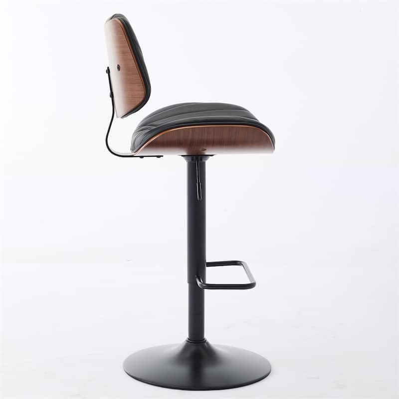 Adjustable Counter Height Leather Upholstered Swivel Bar Stools