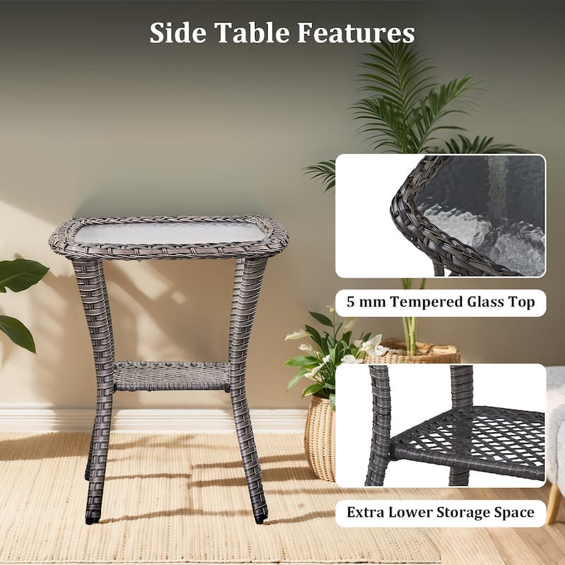 Pocassy Patio Furniture Set with Swivel Chairs, All Weather Patio Wicker