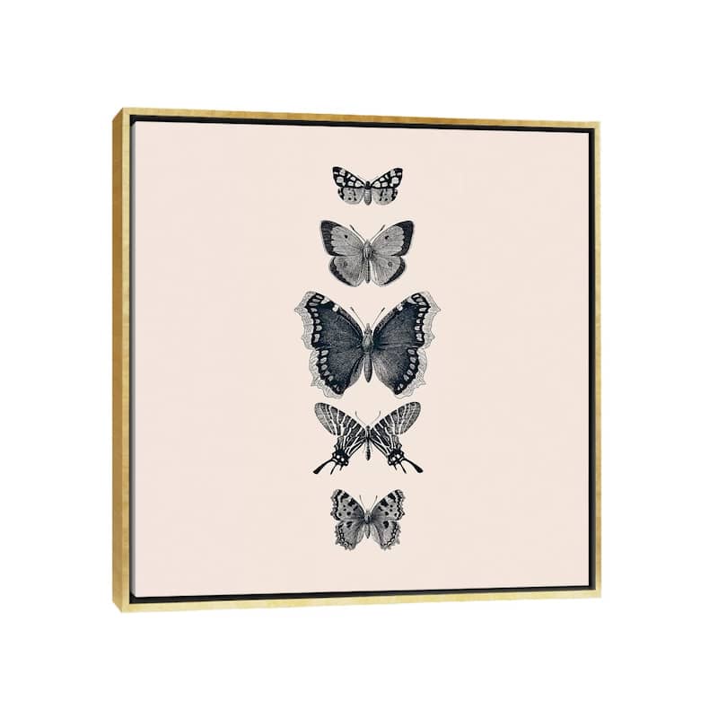 iCanvas "Inked Butterflies Beige Square" by Monika Strigel Framed Canvas Print - Gold - 37x37