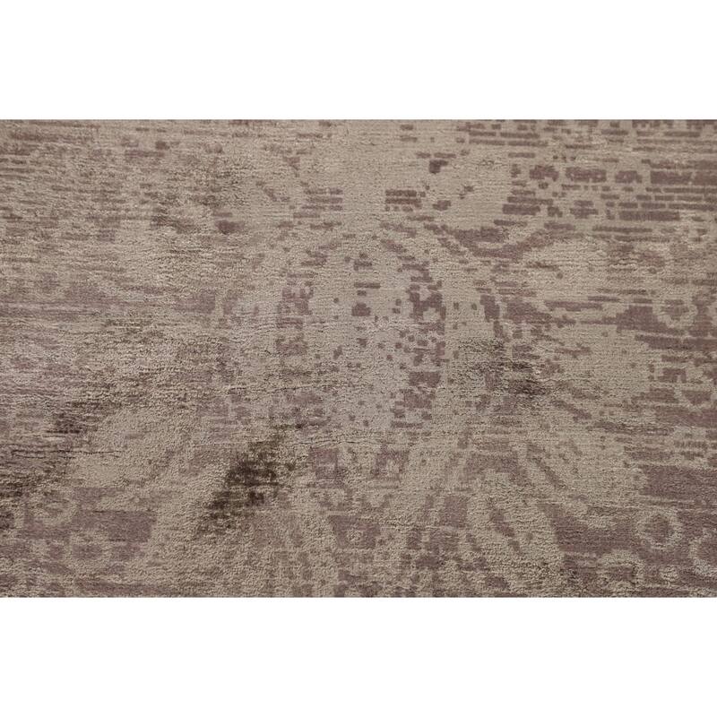 Brown Abstract / Modern Area Rug Handmade Wool Carpet - 4'8"x 6'7"