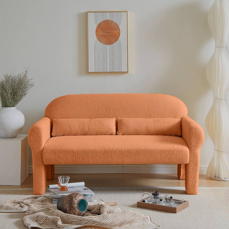 Orange Foam Modern Boucle Loveseat for Living Room - Multi-Color