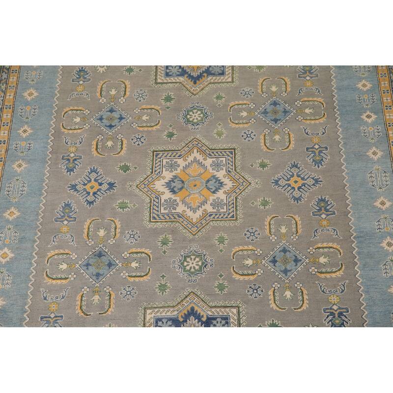 Traditional / Geometric Kazak Area Rug Handmade Wool Carpet - 10'0"x 13'2"