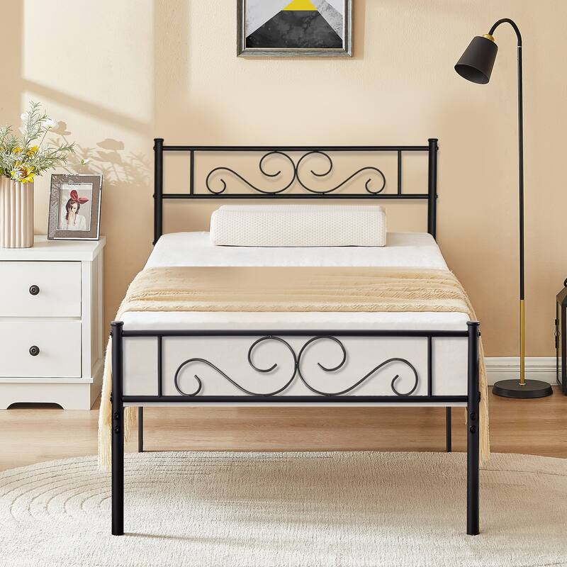 VECELO Modern Metal Platform Bed Frame,Twin-size - Black - Twin