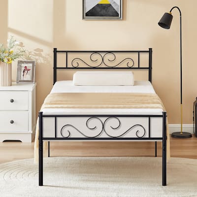 VECELO Modern Metal Platform Bed Frame,Twin-size