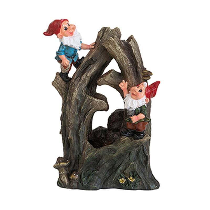 Decorative Woodland Gnome Water Fountain with LED Light