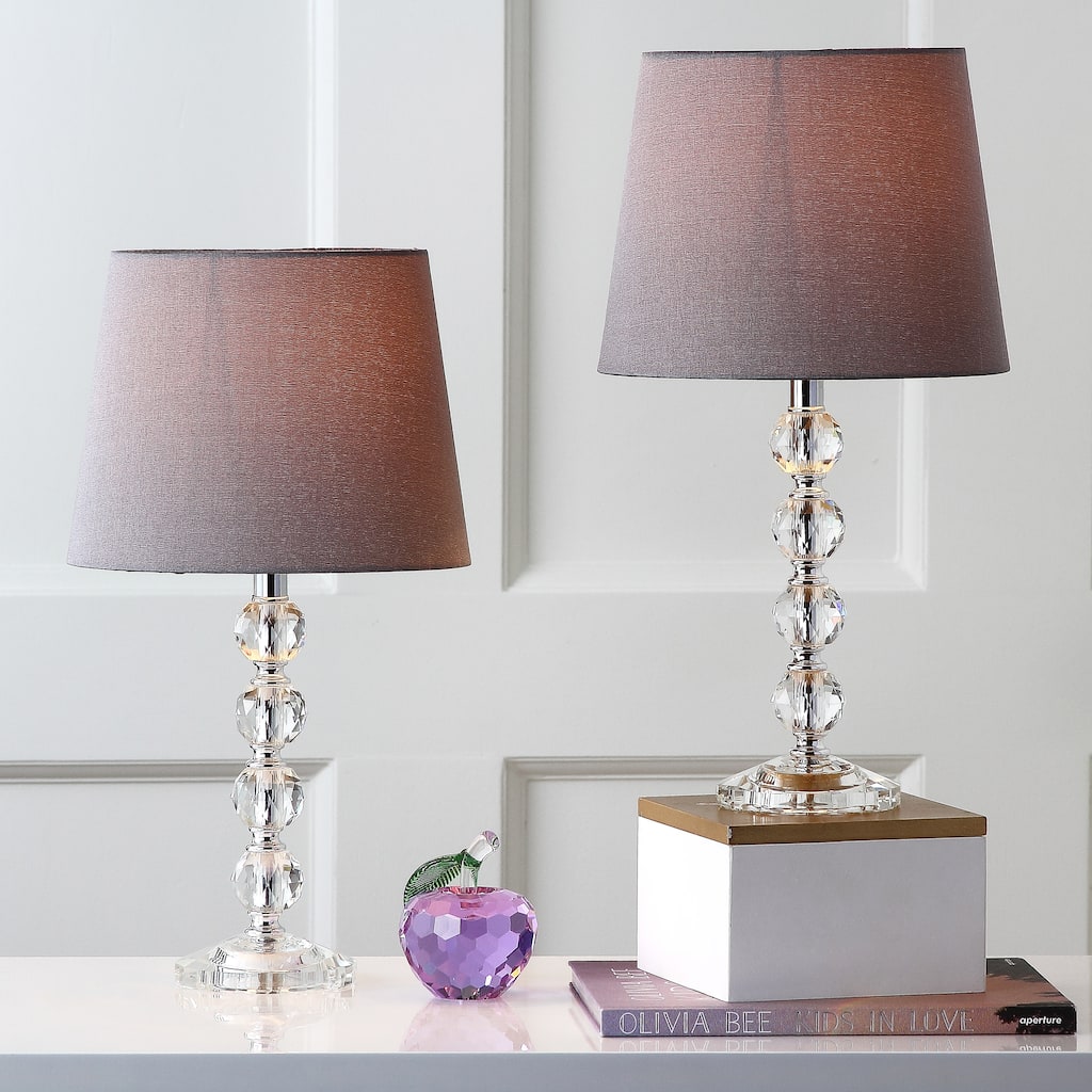 SAFAVIEH Lighting Denita 16-inch Grey Shade Stacked Crystal Ball Table Lamp (Set of 2) - 9"x9"x16" - 9Wx9Dx16H