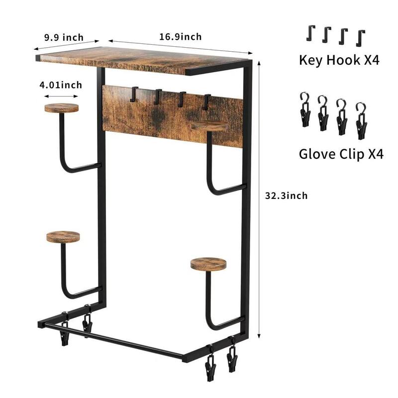 Motorcycle Helmet Holder Wall-Mounted Rack With 4 Hooks