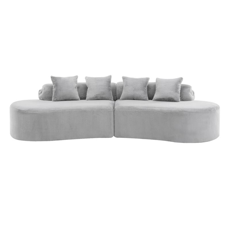Plush Curved Sectional Sofa Cozy Modular Deep Seat Couch with Pillows