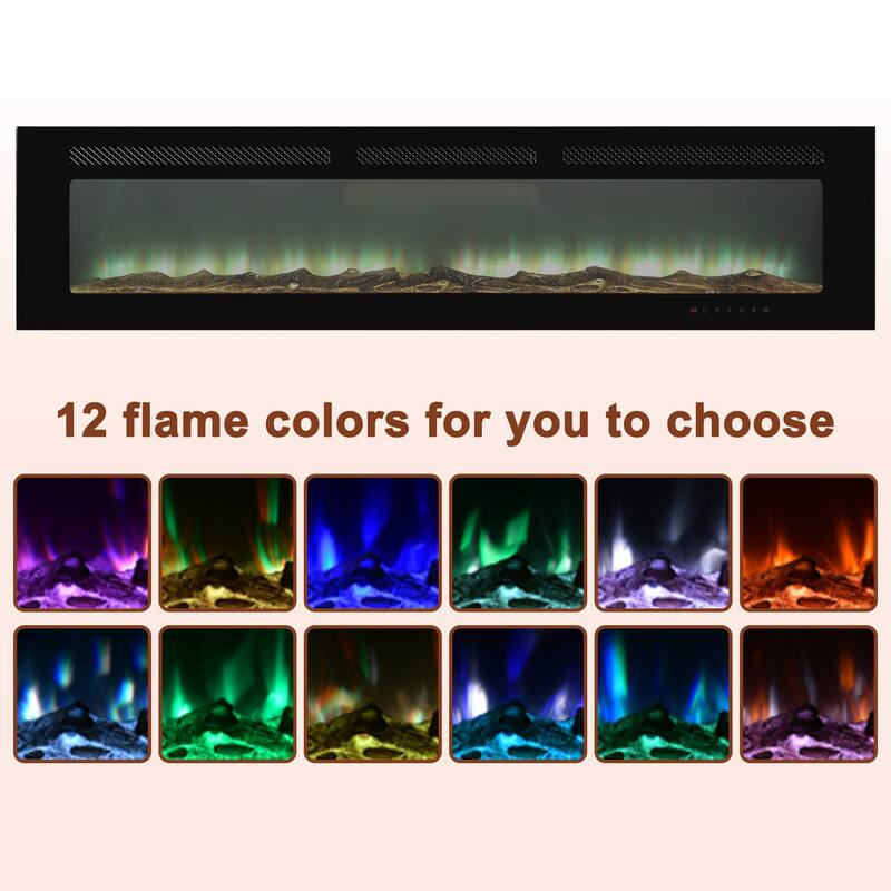 LED Recessed Wall-Mounted Electric Fireplace