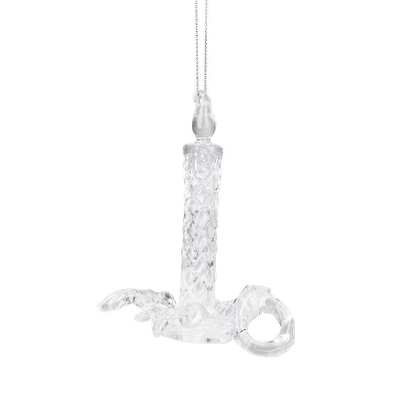 Candlestick with Holly Leaf Christmas Ornaments - 4" - Set of 4