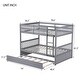 preview thumbnail 7 of 10, Grey Full over Full Wood Bunk Bed with Guardrails and Ladder and Twin Size Trundle