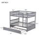 preview thumbnail 7 of 10, Modern Design Rubber Wood Bunk Bed with Trundle, Ladder and Guardrails, Full Over Full, Grey