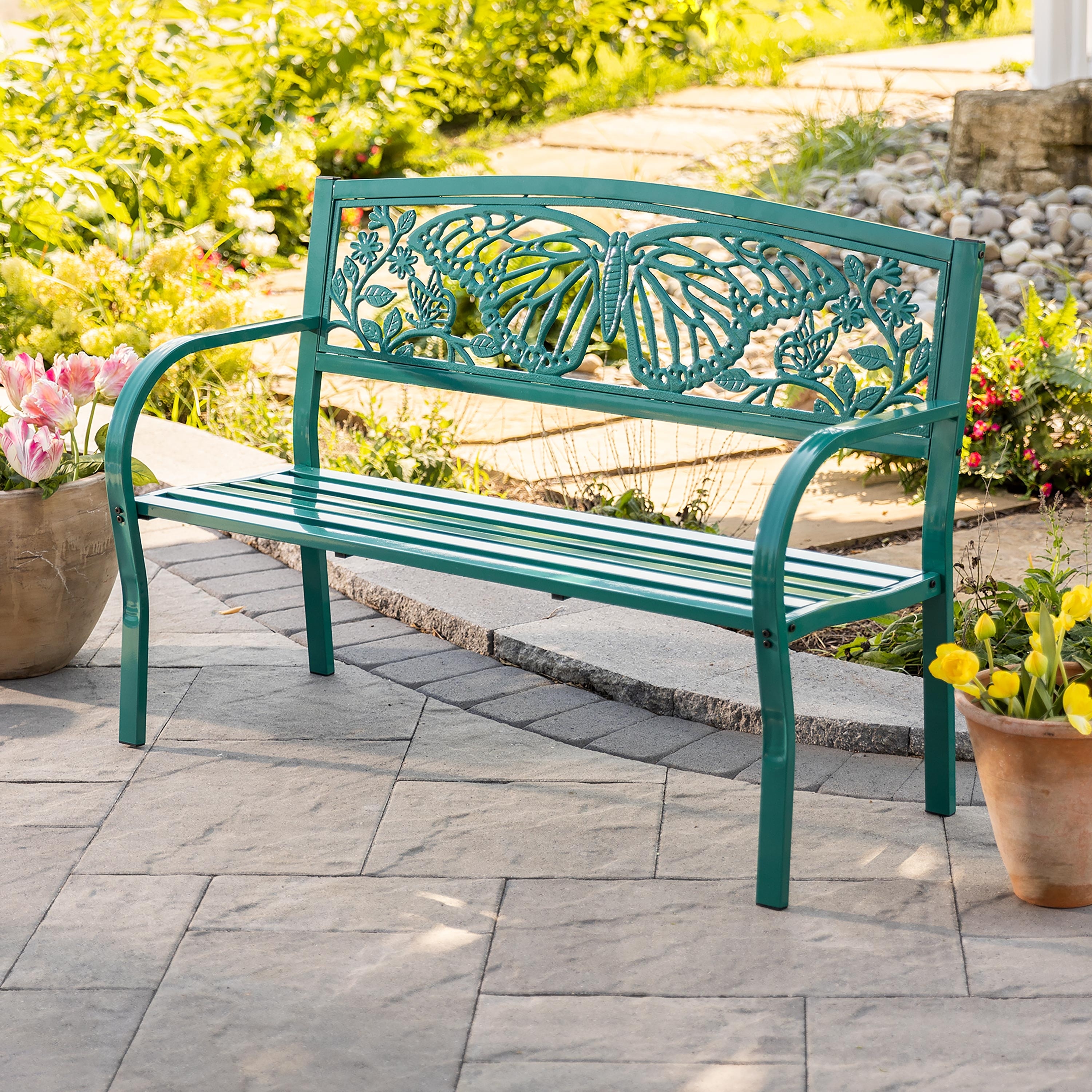 Teal Iron Butterfly Garden Bench Bed Bath Beyond 40375107
