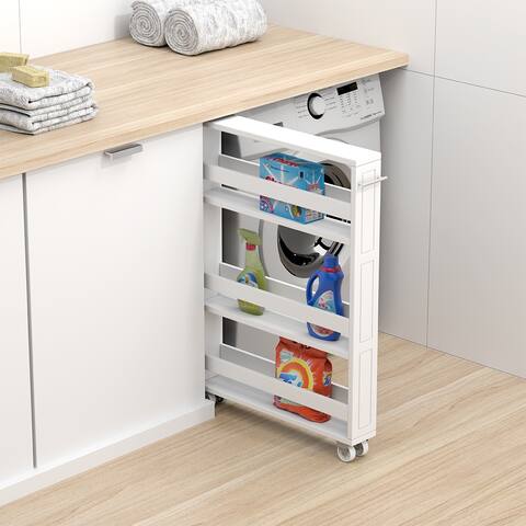 BIKAHOM Compact Space Kitchen Pantry,3-Tier Kitchen Storage Cart, Slim Slide Out Rolling Pantry Shelf for Narrow Spaces