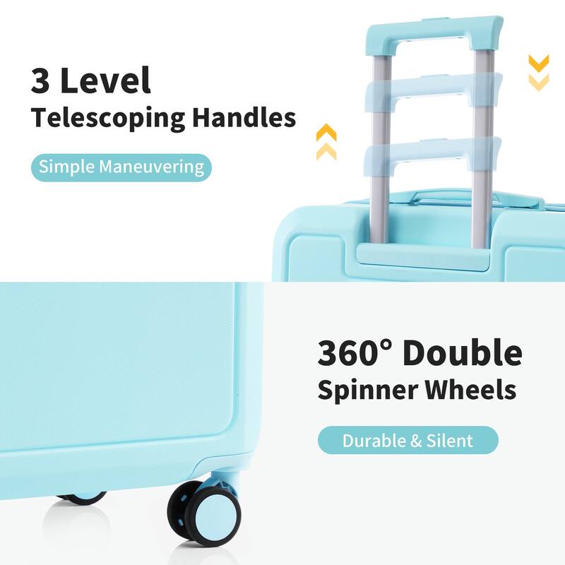 4 Piece ABS Expanable Spinner Wheels Lightweight Luggage Set w/TSA Lock and Compression Packing Cubes