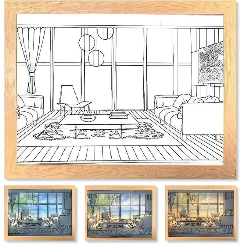 LED Light Up Painting Table Lamp Night Light - Seaside