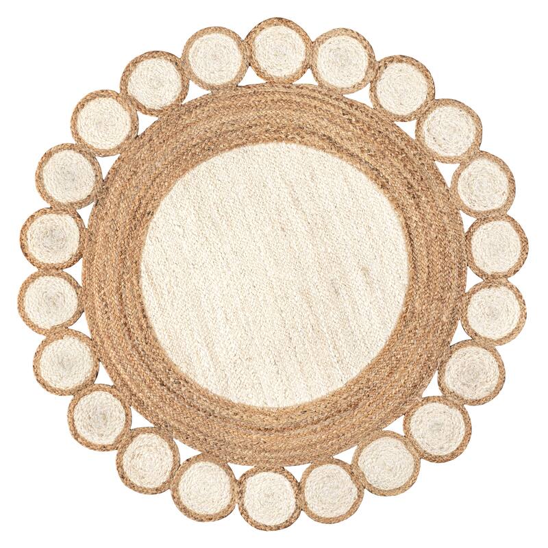 JONATHAN Y Daisy Two-Tone Jute Hippy Circle Area Rug - 4' Round