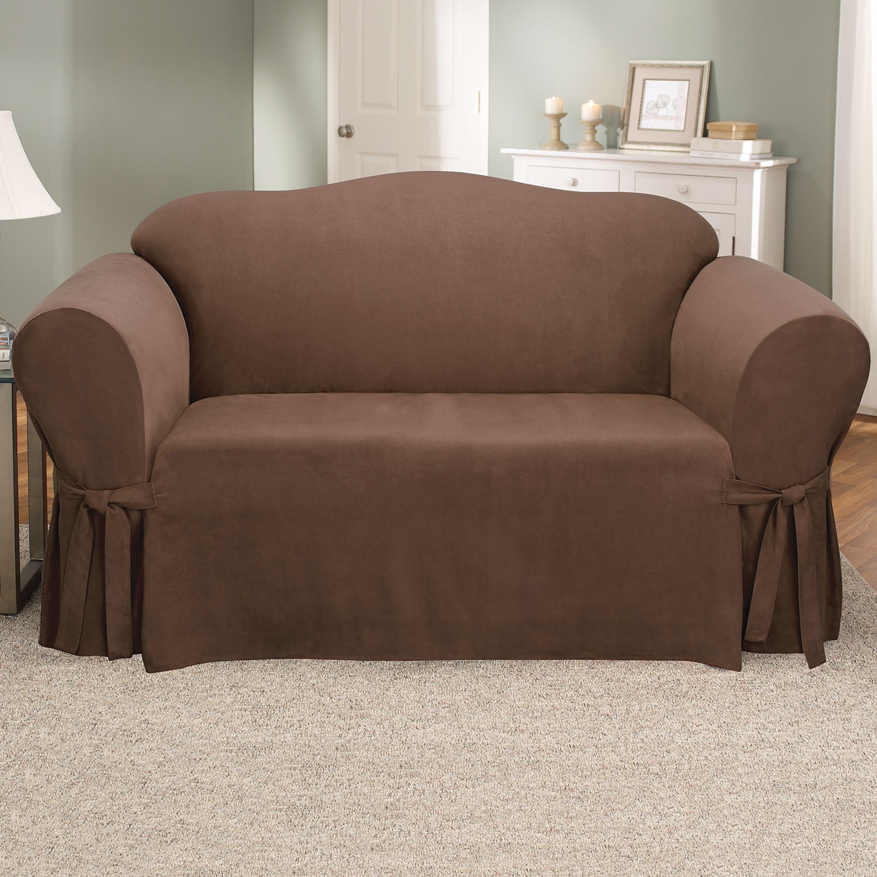 SureFit Soft Suede 1 Piece Loveseat Slipcover